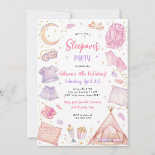 Sleepover Party Girl Spa Pink Birthday Invitation