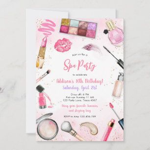 Sleepover Party Girl Spa Pink Birthday Invitation