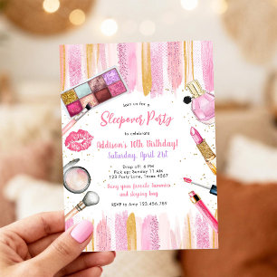 Sleepover Party Girl Spa Pink Birthday Invitation