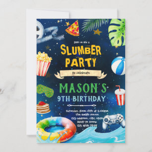 Sleepover Pool birthday party invitation