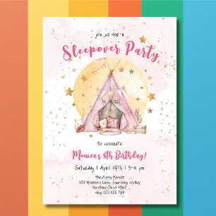 Sleepover pyjama kids birthday party invitation