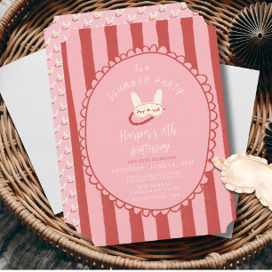 sleepover slumber birthday party girl teen vintage invitation