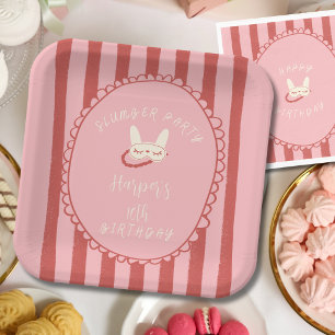 sleepover slumber birthday party girl teen vintage paper plate