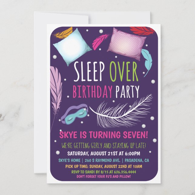 Sleepover Slumber Party Birthday Invitation (Front)