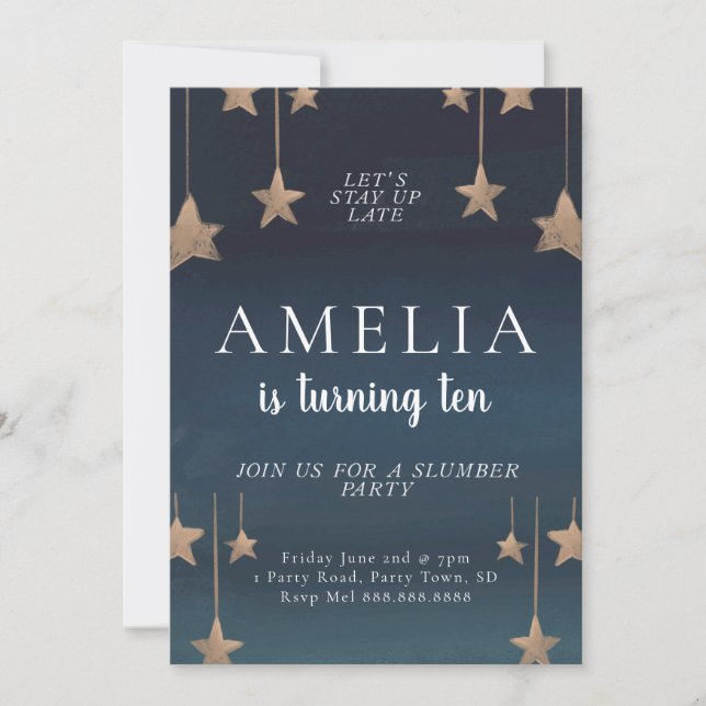 Sleepover & Slumber Party Birthday Invitation (Front)