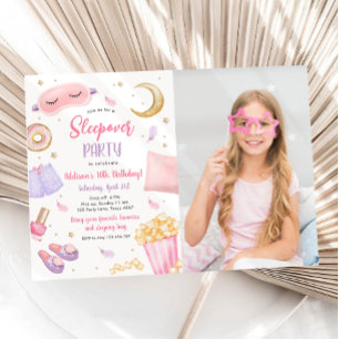 Sleepover Slumber Party Girl Spa Pink Birthday Inv Invitation