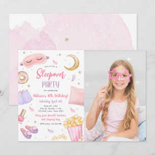 Sleepover Slumber Party Girl Spa Pink Birthday Invitation