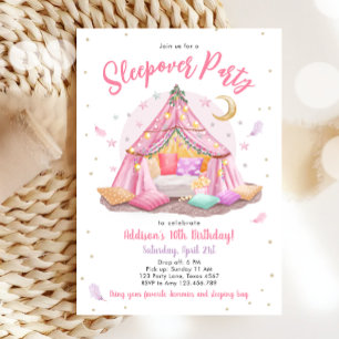 Sleepover Slumber Party Glamping Tent Birthday Invitation