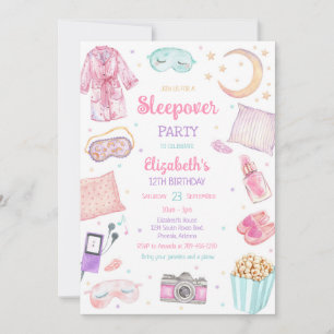 Sleepover Spa Party Slumber Pamper Birthday  Invitation