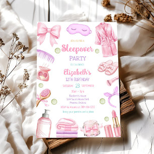 Sleepover Spa Party Slumber Pamper Birthday Invitation