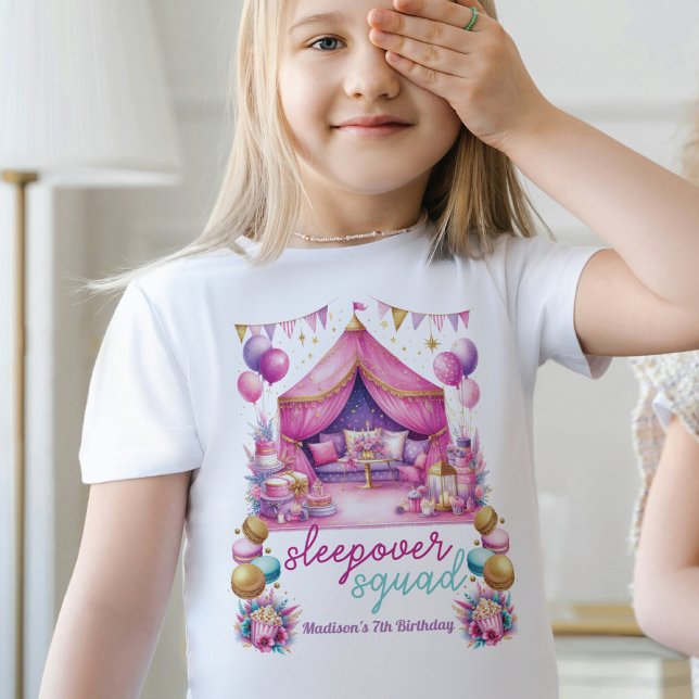 Sleepover squad Birthday pink purple glitter T-Shirt (Creator Uploaded)