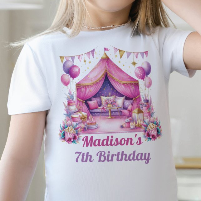 Sleepover squad Girl Birthday pink purple glitter T-Shirt (Creator Uploaded)