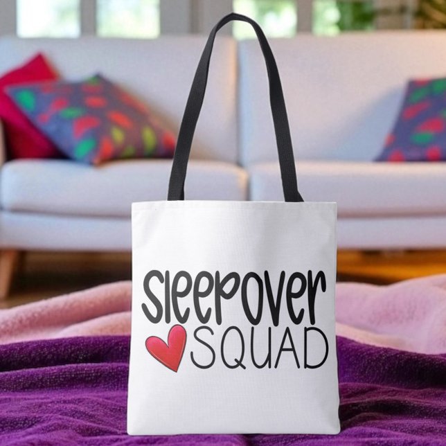 Sleepover Squad Heart Party Favour Custom Tote Bag (Creator Uploaded)