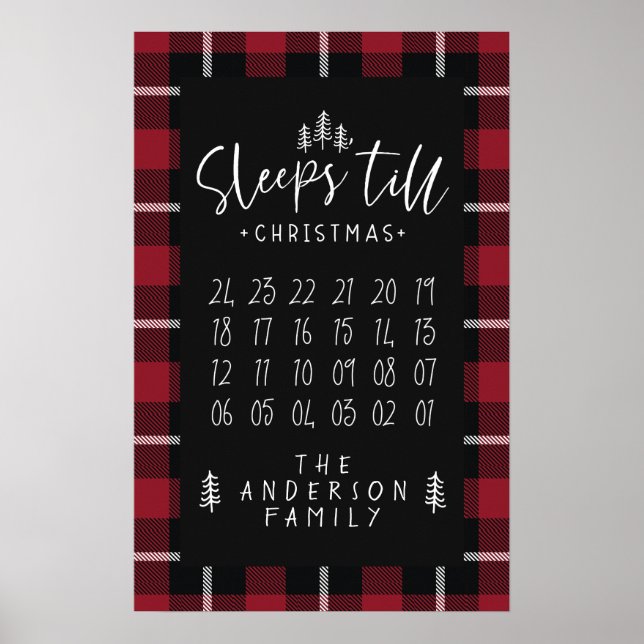 Sleeps 'till Christmas modern minimalist farmhouse Poster (Front)