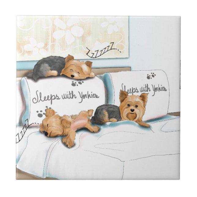 Sleeps with Yorkies by Catia Cho Tile (Front)
