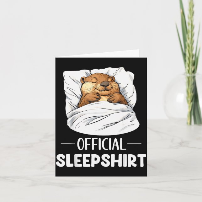 Sleepshirt Cute Sleeng Beaver Animal Lover Pajama  Card (Front)