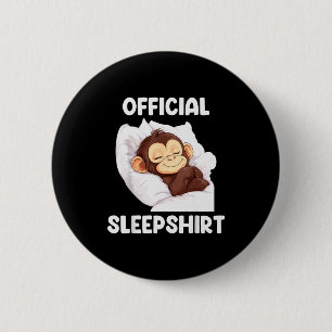 Sleepshirt Cute Sleeng Monkey Animal Lover Pajama  6 Cm Round Badge