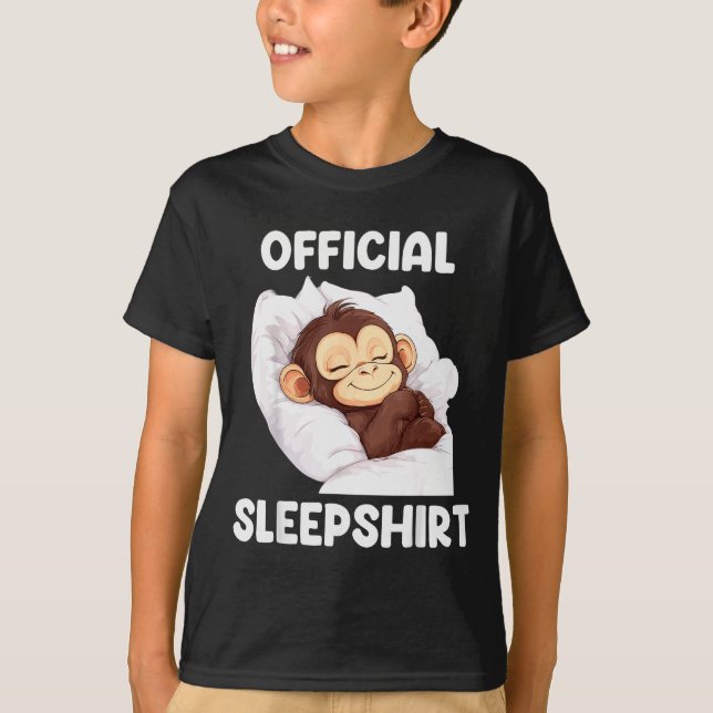 Sleepshirt Cute Sleeng Monkey Animal Lover Pajama  T-Shirt (Front)