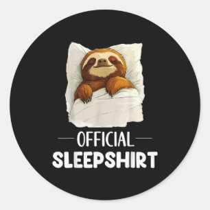 Sleepshirt Cute Sleeng Sloth Animal Lovers Pajama  Classic Round Sticker