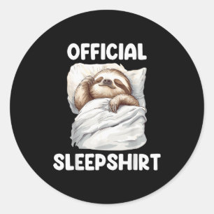 Sleepshirt Cute Sleeng Sloth Animal Lovers Pajama  Classic Round Sticker