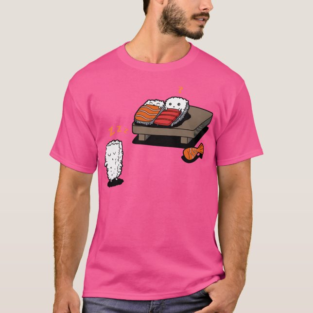 Sleepwalking Sushi Funny Kawaii Sushi Cartoon T-Shirt (Front)