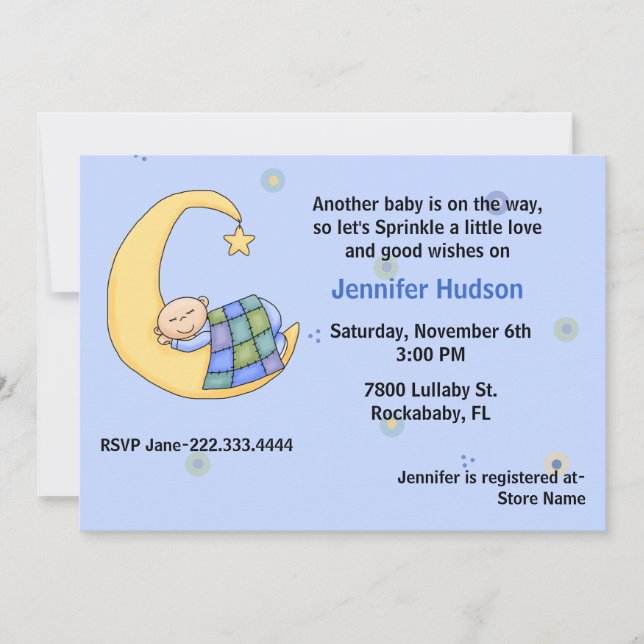 Sleepy Baby Boy Sprinkle Shower Invitation (Front)