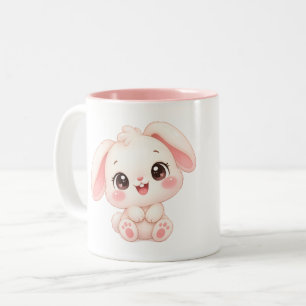 Sleepy Baby Bunny Two-Tone Coffee Mug