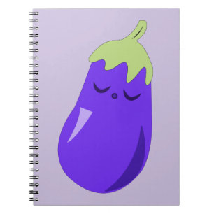 Sleepy Baby Eggplant Spiral Notebook