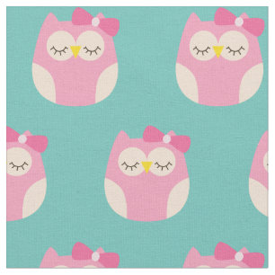 Sleepy Baby Girl Owls Cute Nursery Decor Fabric