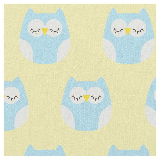 Sleepy Baby Owls Cute Nursery Decor Fabric (Close Up)
