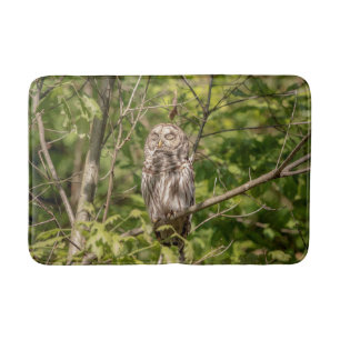 Sleepy Barred Owl Bath Mat