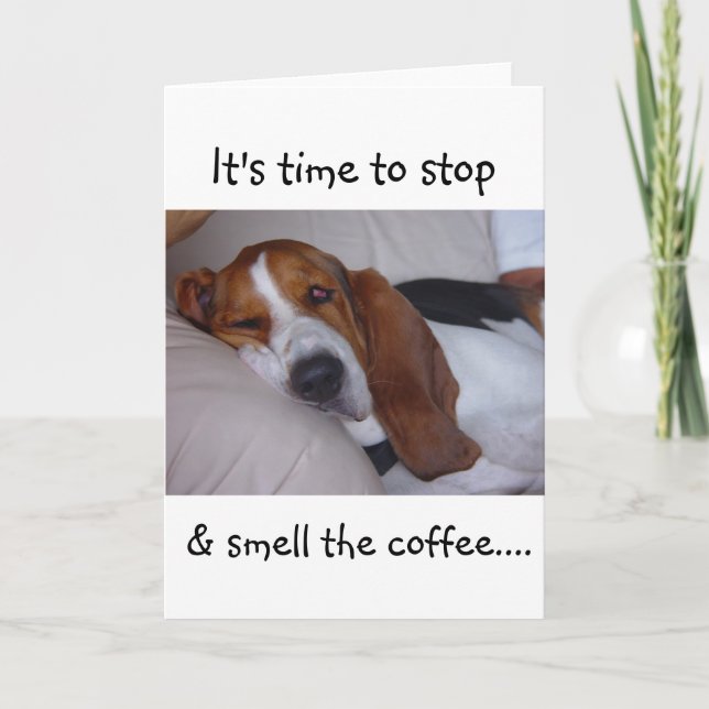 Sleepy Basset Hound Card (Front)