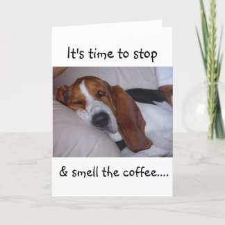 Sleepy Basset Hound Card