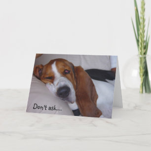 Sleepy Basset Hound Card