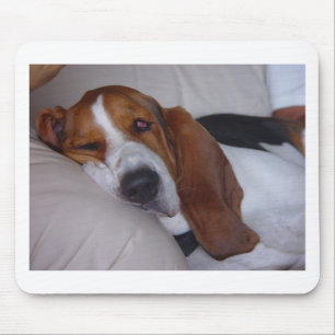 Sleepy Basset Hound Mouse Pad