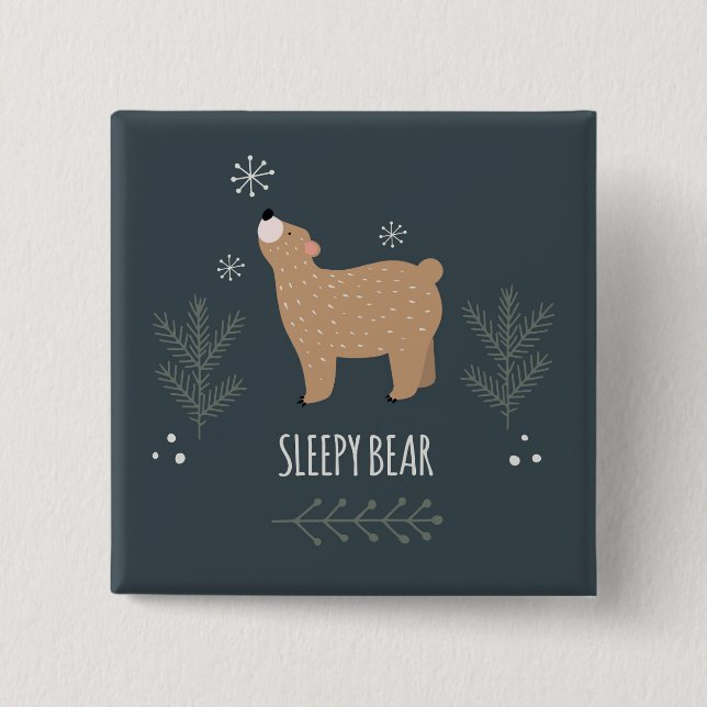Sleepy Bear 15 Cm Square Badge (Front)