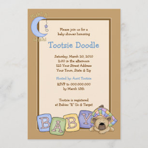 Sleepy Bear 5x7 Baby Shower Invitation