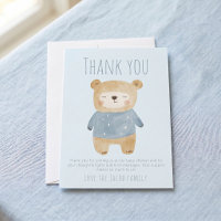 Sleepy Bear blue Baby Shower Cute thank you