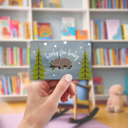 Sleepy Bear Cub Neutral Baby Shower Book Request Enclosure Card
