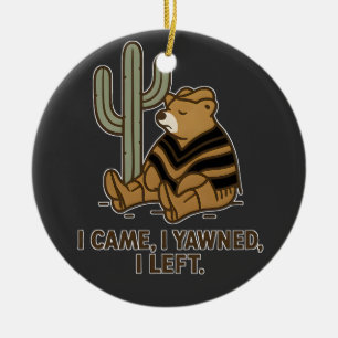 Sleepy Bear Desert Humour Illustration Ceramic Tree Decoration