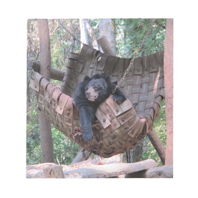Sleepy Bear Hammock  Park Forest Trail Camping Art Notepad (Front)