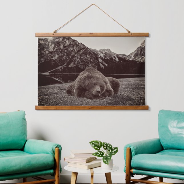 Sleepy Bear Mountain Rustic Cabin   Hanging Tapestry (Living Room)