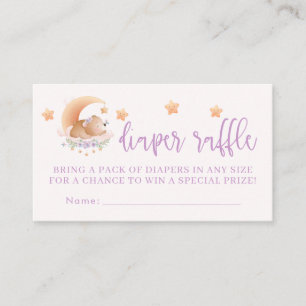 Sleepy Bear on Cloud Baby Girl Diaper Raffle Cards