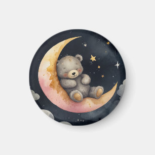 Sleepy Bear on the Moon Magnet
