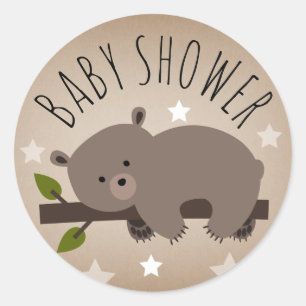 Sleepy Bear Stars Baby Shower Sticker