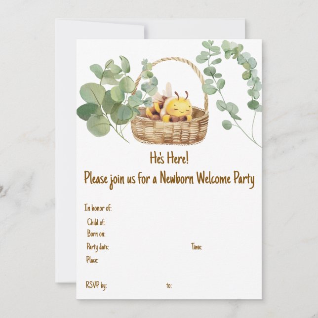 Sleepy Bee Invitation (Front)