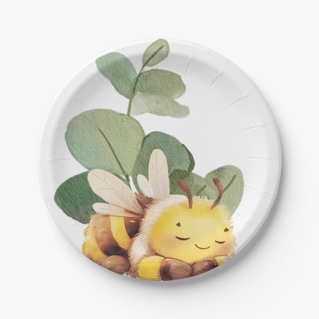 Sleepy Bee Paper Plate (Front)
