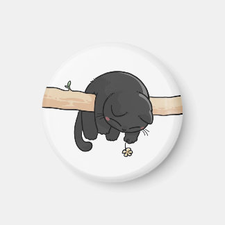 Sleepy Black Cat Cute Magnet