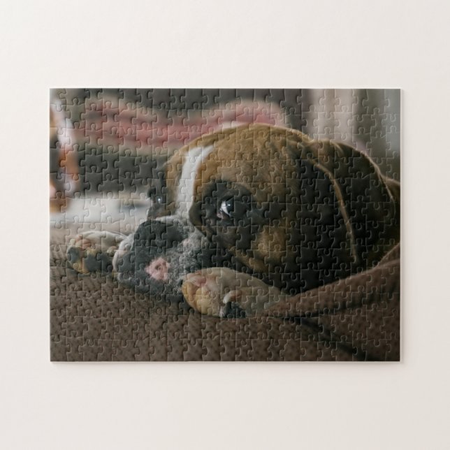 Sleepy Boxer Dog Jigsaw Puzzle (Horizontal)