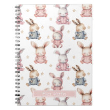 Sleepy Bunny Rabbits Custom Notebook 